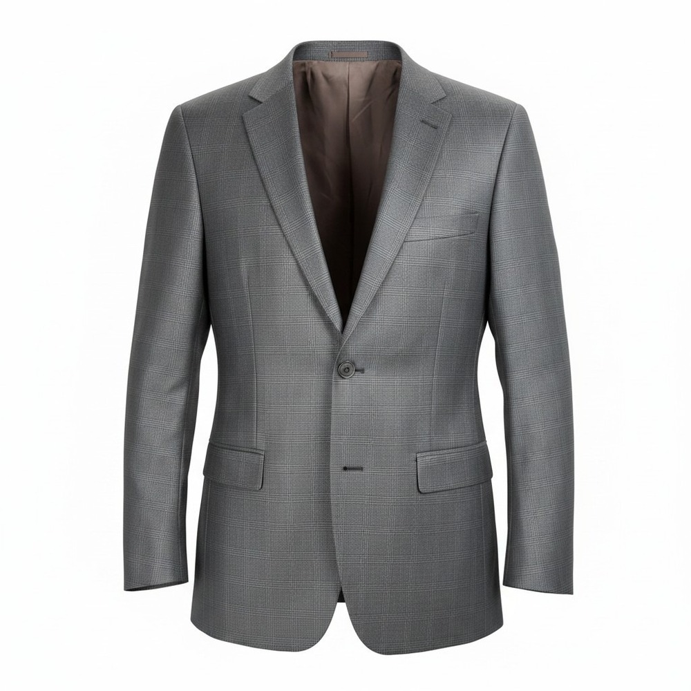 J.Ferrar Suit Jacket Mens 42R Gray Slim Fit Glen Plaid Blazer Never Worn